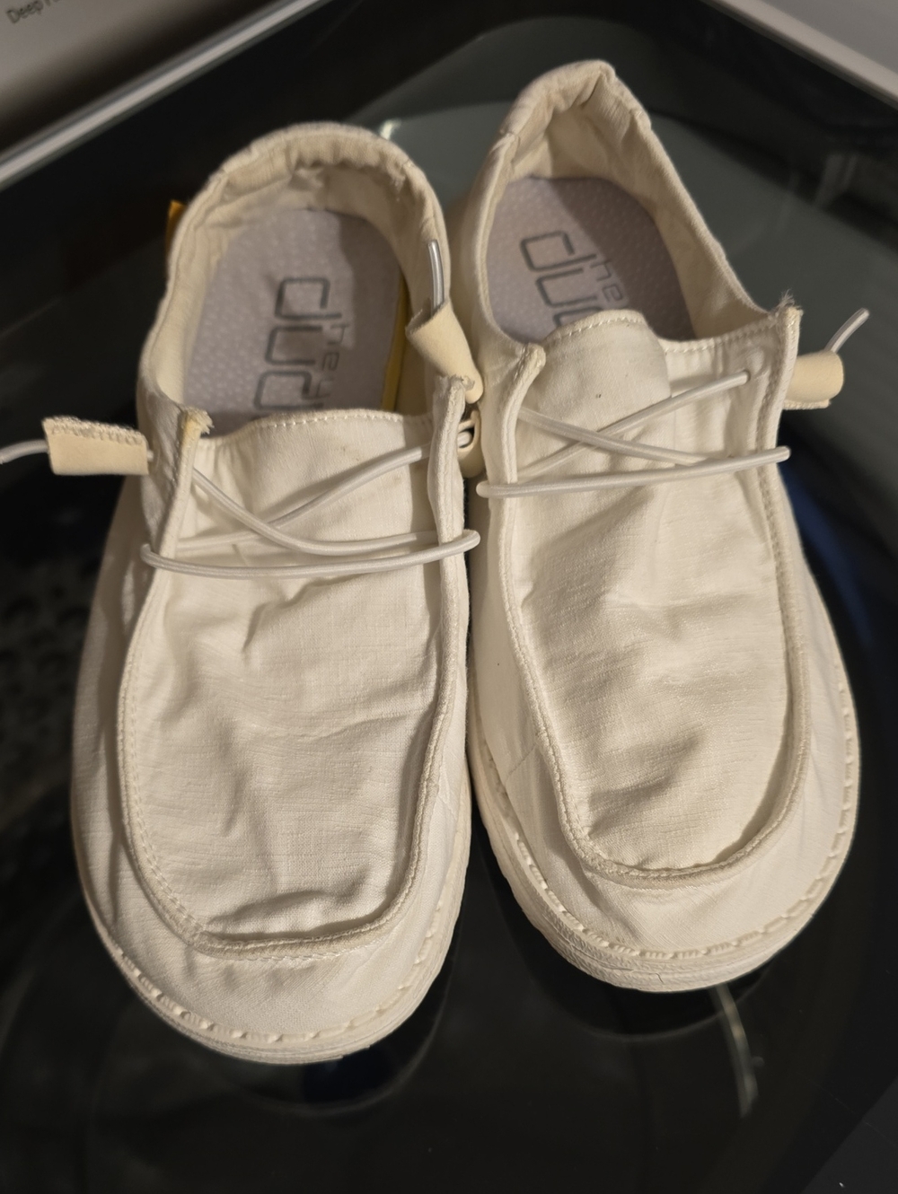Hey Dude Women's Cream Canvas Slip-On Loafers